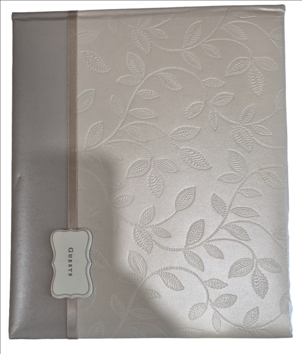 Hallmark Elegant Ivory Embossed Floral Wedding Guest Book